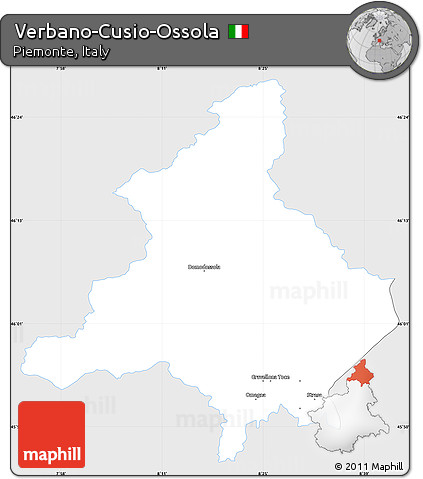 Silver Style Simple Map of Verbano-Cusio-Ossola, single color outside