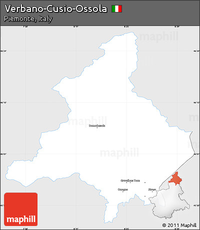 Silver Style Simple Map of Verbano-Cusio-Ossola, single color outside