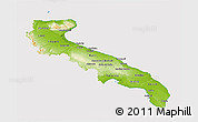 Physical 3D Map of Puglia, cropped outside