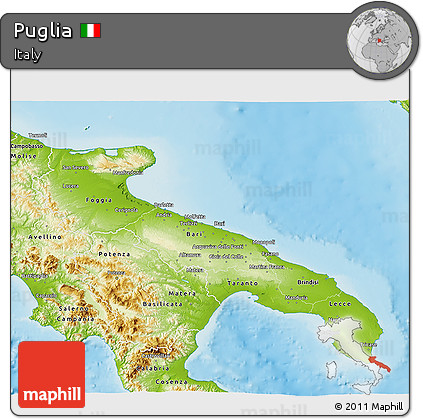 Physical 3D Map of Puglia
