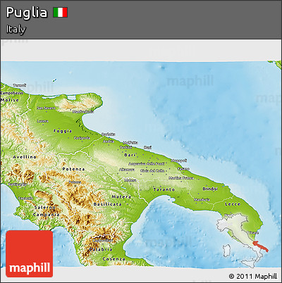 Physical 3D Map of Puglia
