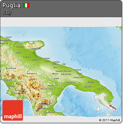 Physical 3D Map of Puglia