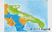 Physical 3D Map of Puglia, political outside