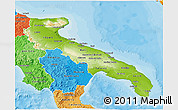 Physical 3D Map of Puglia, political shades outside