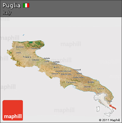 Satellite 3D Map of Puglia, cropped outside