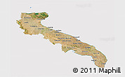 Satellite 3D Map of Puglia, cropped outside