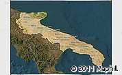 Satellite 3D Map of Puglia, darken