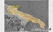 Satellite 3D Map of Puglia, desaturated