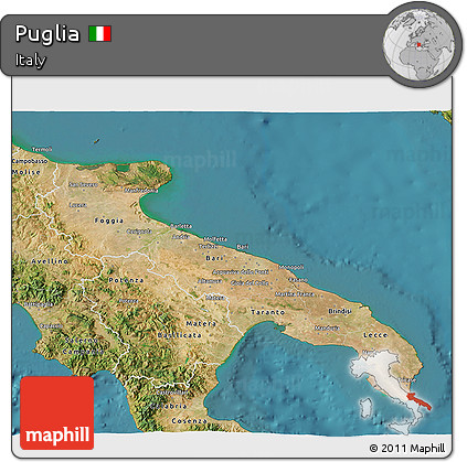 Satellite 3D Map of Puglia