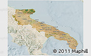 Satellite 3D Map of Puglia, lighten