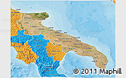 Satellite 3D Map of Puglia, political outside