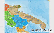 Satellite 3D Map of Puglia, political shades outside