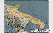 Satellite 3D Map of Puglia, semi-desaturated