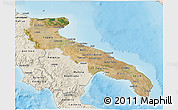 Satellite 3D Map of Puglia, shaded relief outside