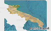 Satellite 3D Map of Puglia, single color outside