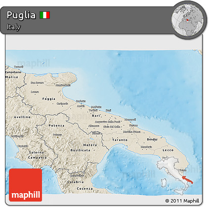 Shaded Relief 3D Map of Puglia
