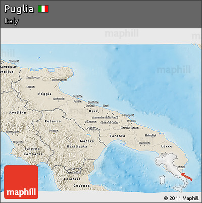 Shaded Relief 3D Map of Puglia
