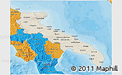 Shaded Relief 3D Map of Puglia, political outside