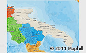 Shaded Relief 3D Map of Puglia, political shades outside