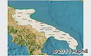 Shaded Relief 3D Map of Puglia, satellite outside