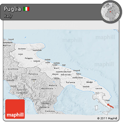 Silver Style 3D Map of Puglia