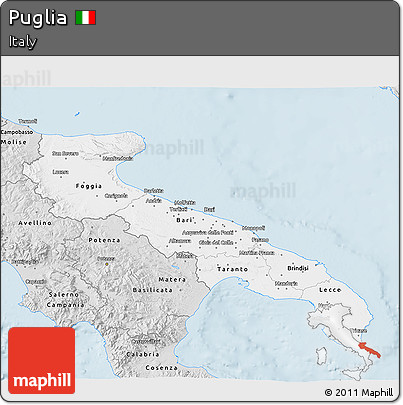 Silver Style 3D Map of Puglia