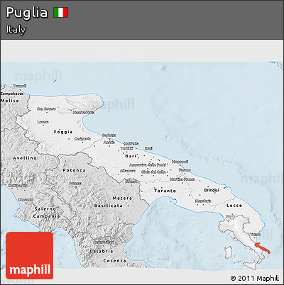 Silver Style 3D Map of Puglia