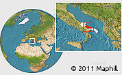 Satellite Location Map of Bari, highlighted parent region