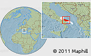 Savanna Style Location Map of Bari, highlighted parent region, hill shading