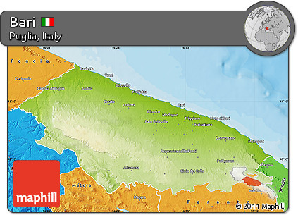 Physical Map of Bari, political outside