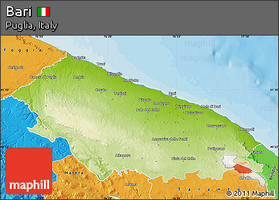 Physical Map of Bari, political outside