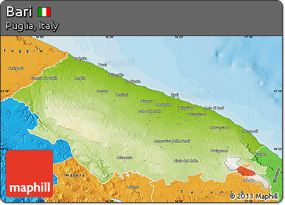 Physical Map of Bari, political outside
