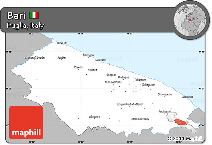 Gray Simple Map of Bari, single color outside