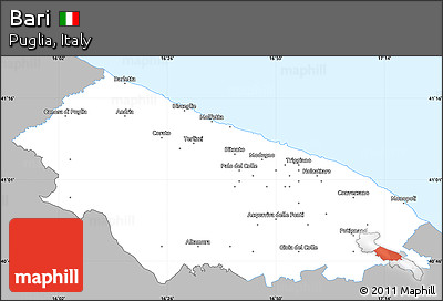 Gray Simple Map of Bari, single color outside