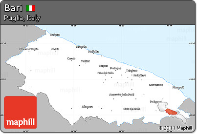 Gray Simple Map of Bari, single color outside