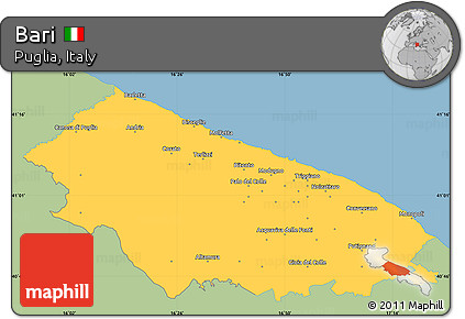 Savanna Style Simple Map of Bari, single color outside