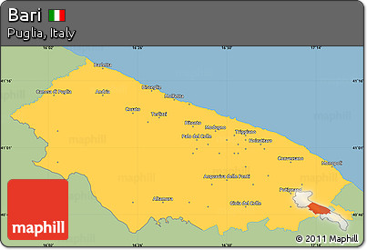 Savanna Style Simple Map of Bari, single color outside