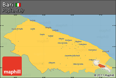 Savanna Style Simple Map of Bari, single color outside