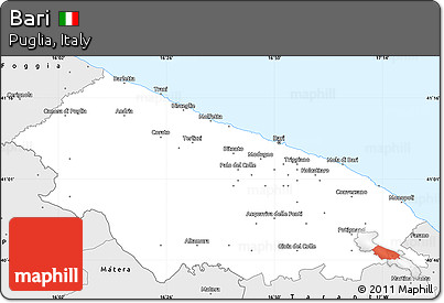Silver Style Simple Map of Bari