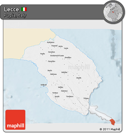 Classic Style 3D Map of Lecce, single color outside