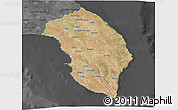 Satellite 3D Map of Lecce, darken, desaturated