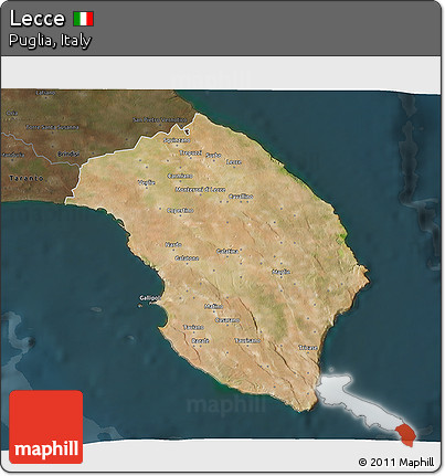 Satellite 3D Map of Lecce, darken