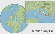 Savanna Style Location Map of Lecce, highlighted parent region, within the entire country