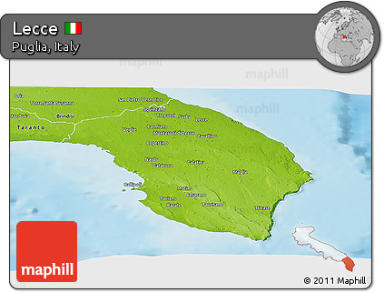 Physical Panoramic Map of Lecce