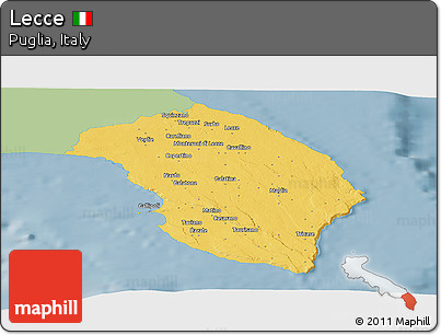 Savanna Style Panoramic Map of Lecce, single color outside