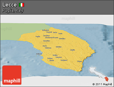 Savanna Style Panoramic Map of Lecce, single color outside
