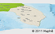Shaded Relief Panoramic Map of Lecce, physical outside