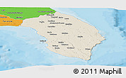 Shaded Relief Panoramic Map of Lecce, political outside