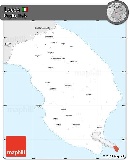 Silver Style Simple Map of Lecce