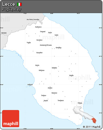 Silver Style Simple Map of Lecce